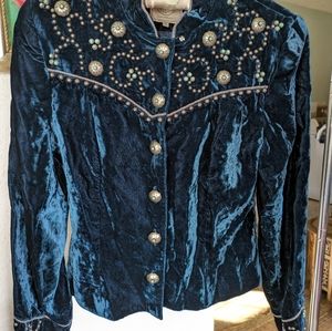 Double D Ranch, Sapphire, Crushed Velvet, Silver and Turquoise Detailed. S